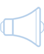 A light blue icon of a megaphone facing right, representing audio or volume controls.