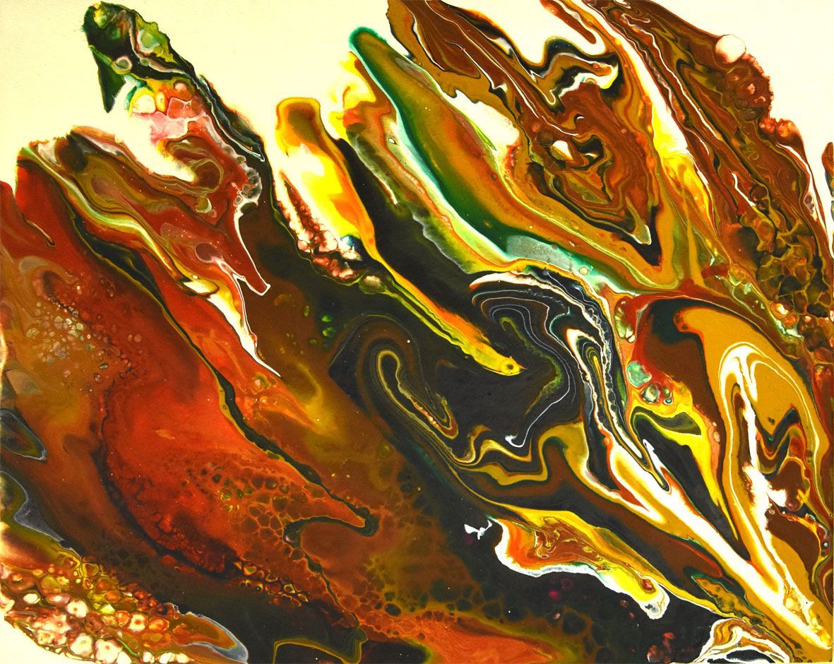 Hase mit Pouringtechnik gemalt
