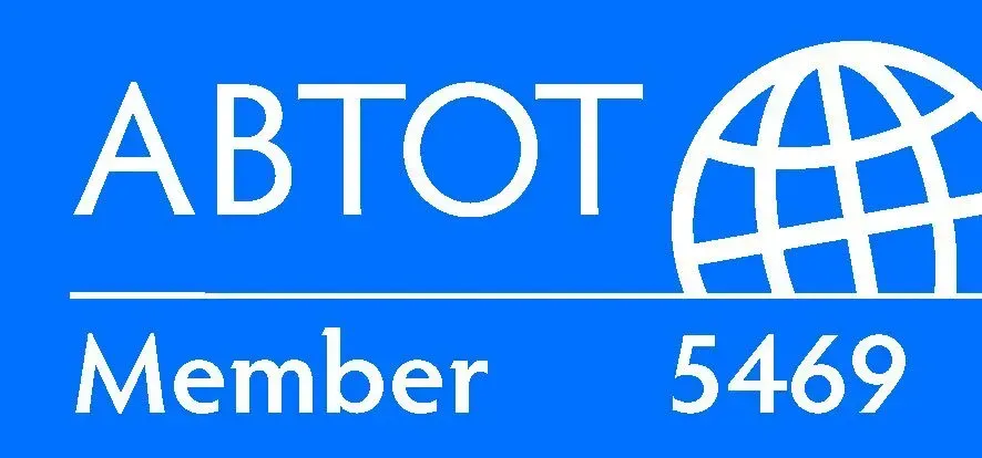 Blue membership card with “ABTOT Member 5469” and a globe icon