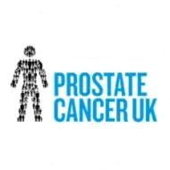 Prostate Cancer UK logo with blue text and a black human figure icon