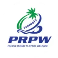 PRPW logo with a green palm, blue rugby ball, and “Pacific Rugby Players Welfare” text