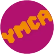 Orange YMCA logo on a magenta circle background