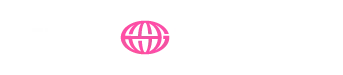 Pink globe icon centered on a white background