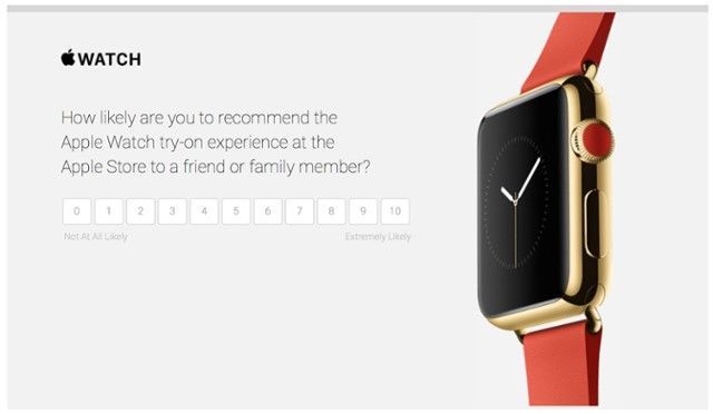 Apple Watch ad with red band and gold case, promoting an Apple Watch gift for family members