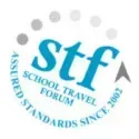 Blue circular STF logo with school travel forum text and a checkmark, on a white background