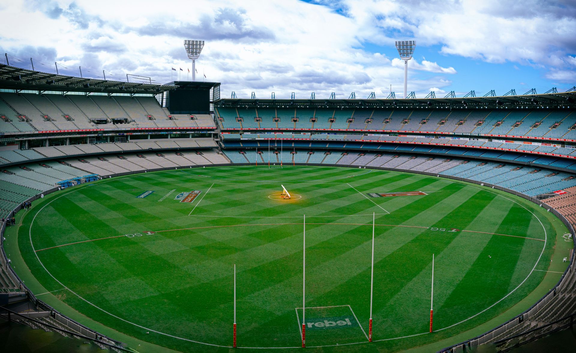A view of the stadium showing the centre and surrounding seating 
