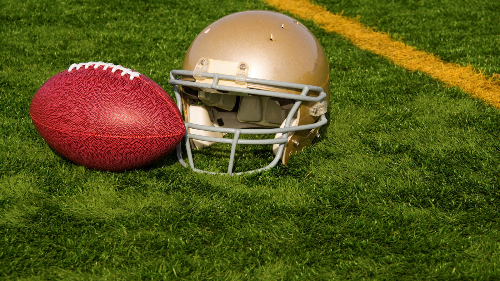 Superbowl helmet and football