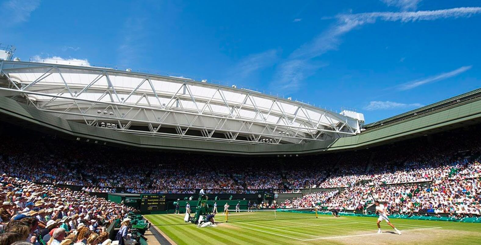 Wimbledon court with roof open