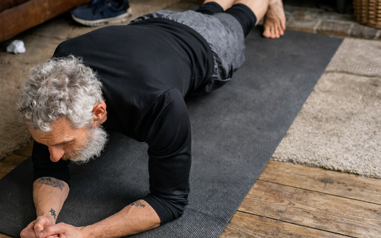 Man exercising at home