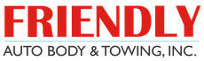 The logo for friendly auto body and towing inc.
