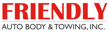 The logo for friendly auto body and towing inc.