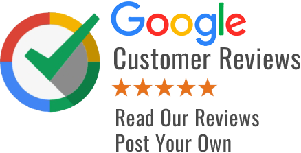A google customer reviews logo with a check mark and the words `` read our reviews post your own ''.