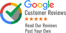 A google customer reviews logo with a check mark and the words `` read our reviews post your own ''.