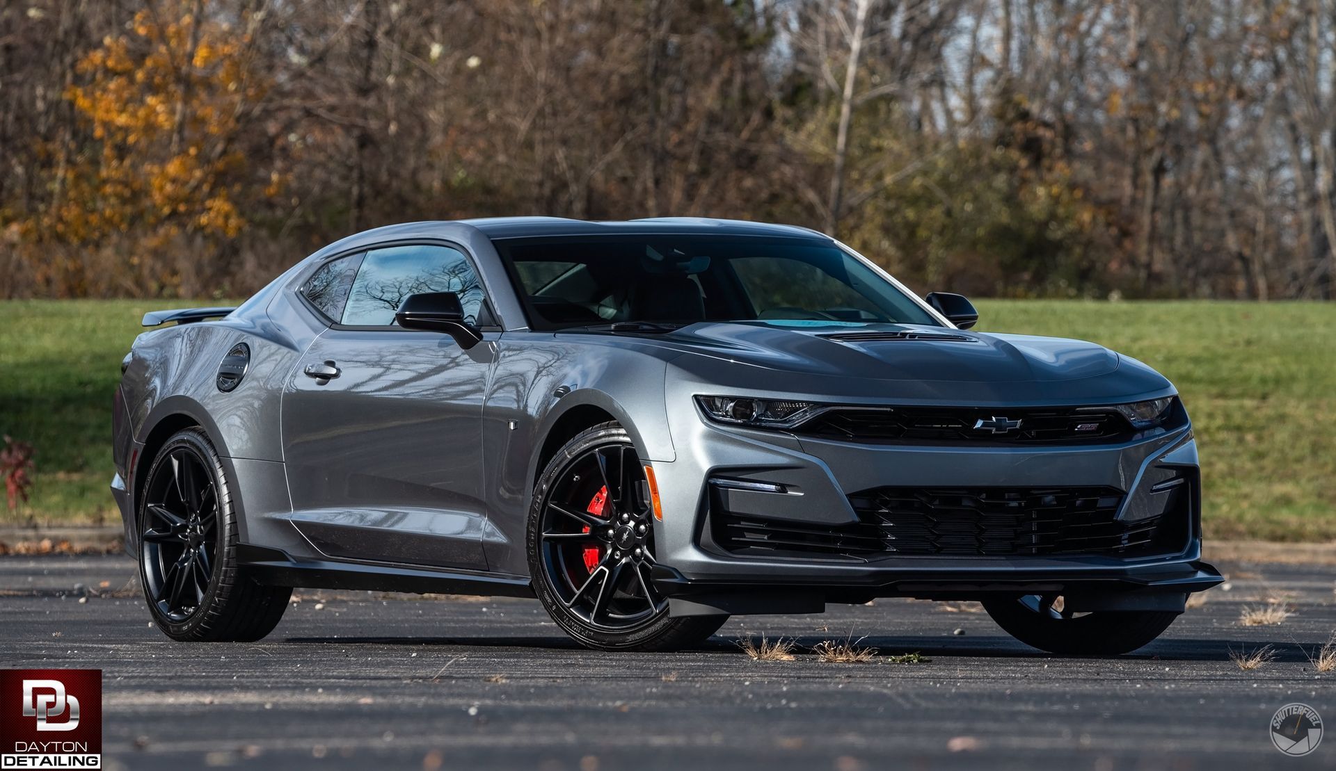 front view of a ceramic-coated Camaro vehicle