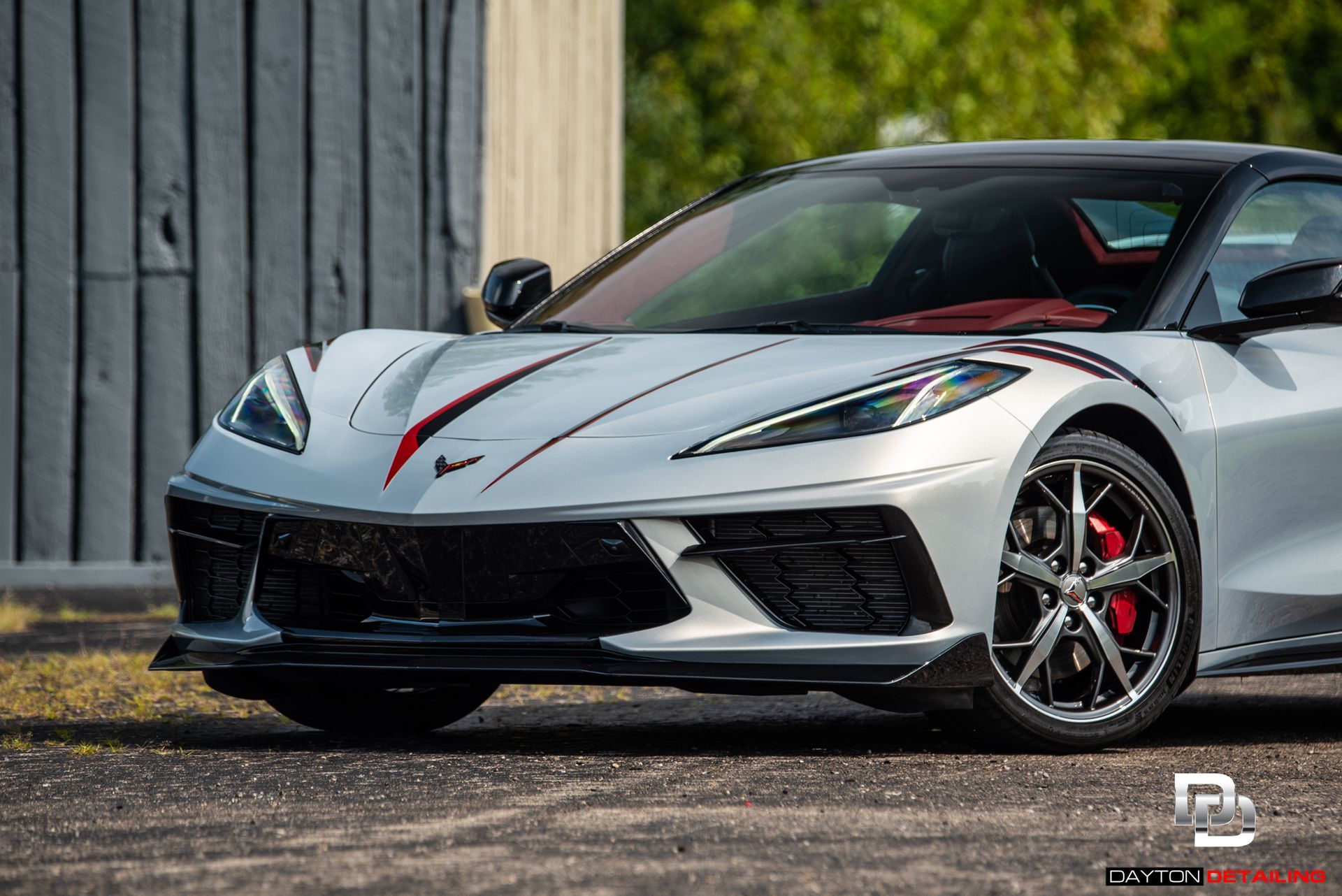 front view of a ceramic-coated Corvette vehicle