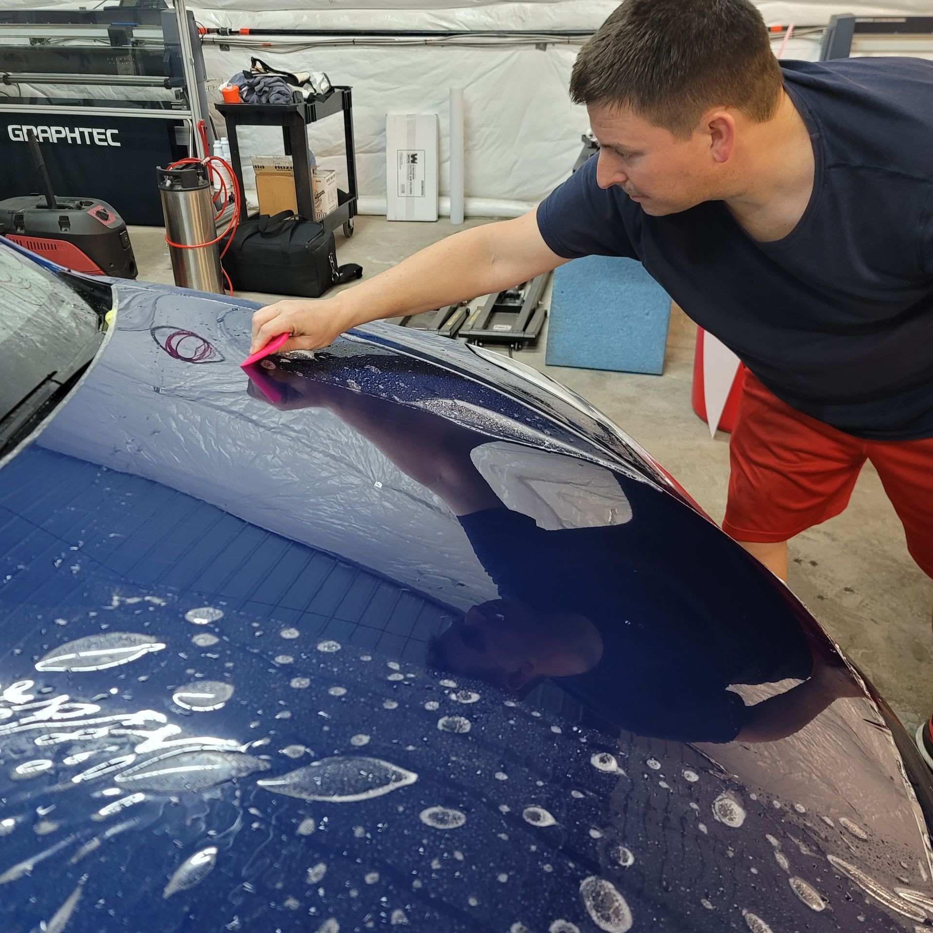 Paint protection blue car