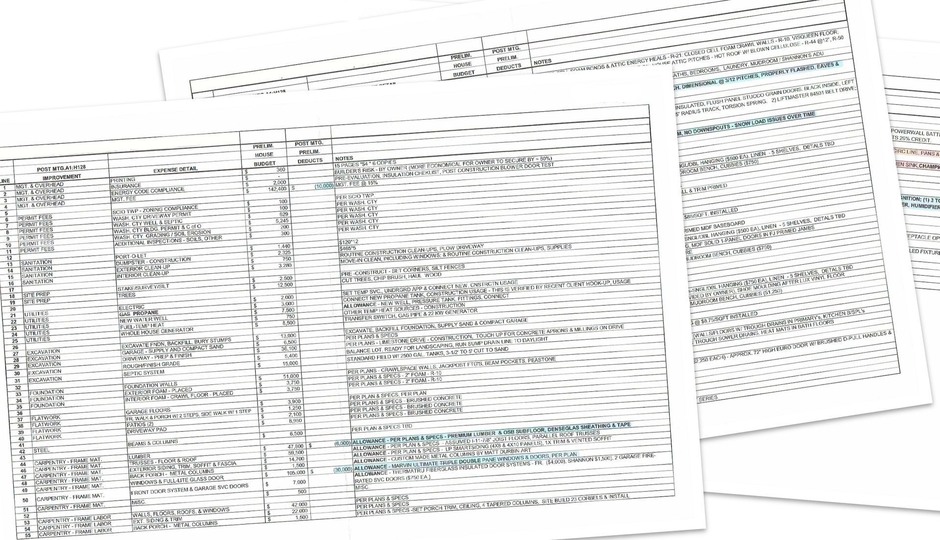 A black and white drawing of a receipt with a lot of numbers on it.
