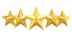 Five golden stars arranged in a row.