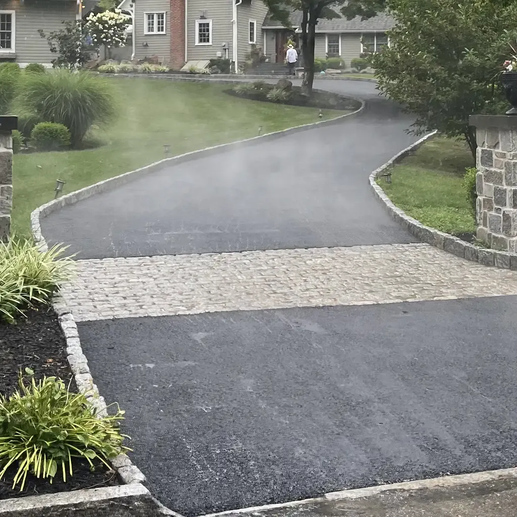 Pavers, Asphalt Paving, Blake's Paving Pavers, Belgium block curb, asphalt paving driveway, Blake's Paving, West Chester, Chester County, PA.