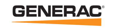 Generac logo with black text and an orange horizontal line.