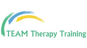 TEAM Therapy Training logo with green text and teal, blue, and yellow swooshes