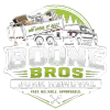 Boone Bros Junk Removal logo with trucks, green accents, and the slogan “Fast. Reliable. Affordable.”