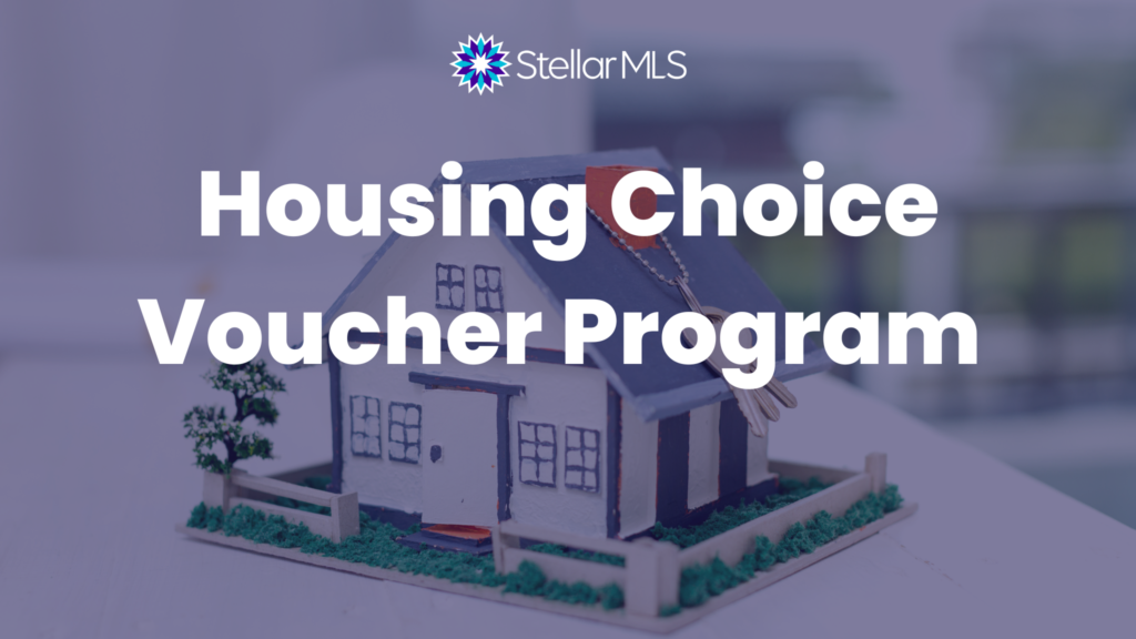 A model of a house with the words `` housing choice voucher program '' written above it.