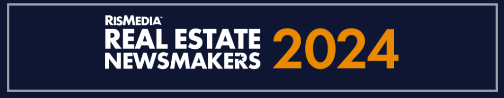 A blue sign that says real estate newsmakers 2024