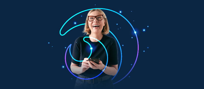 Laughing woman with phone