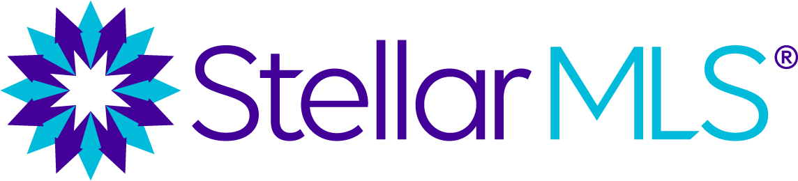 A blue and purple logo for stellar mls