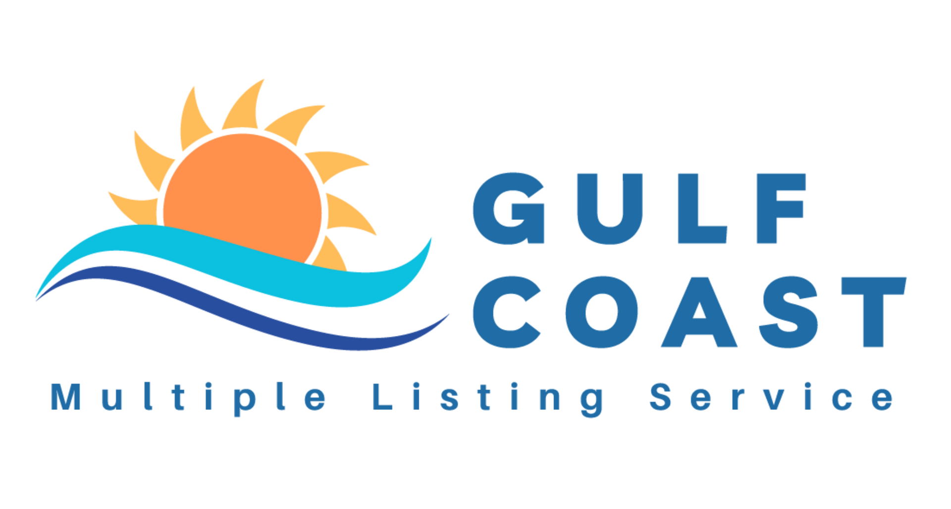 Logo: Sun over ocean waves,