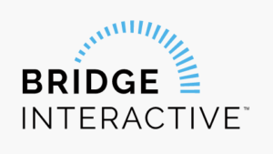 A bridge interactive logo with a blue circle in the middle