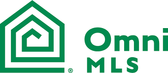A green and white logo for a company called omni mls.