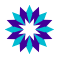 A blue and purple star with a white center on a white background.