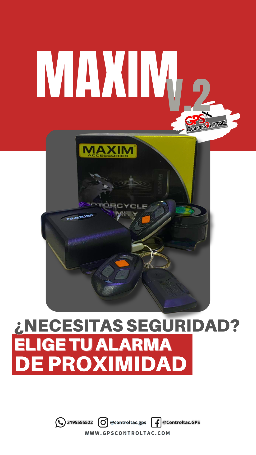 Asegura tu moto con la alarma de proximidad Maxim. Esta potente alarma está diseñada para detectar cualquier intrusión en tu vehículo y alertarte de inmediato. Protege tu inversión y mantén la tranquilidad con la alarma de proximidad Maxim para motos.