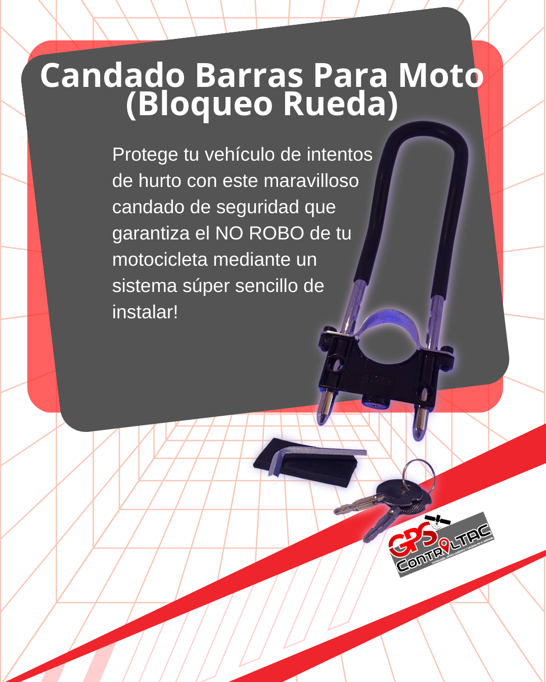 Candado de grillete atraviesa llanta de moto