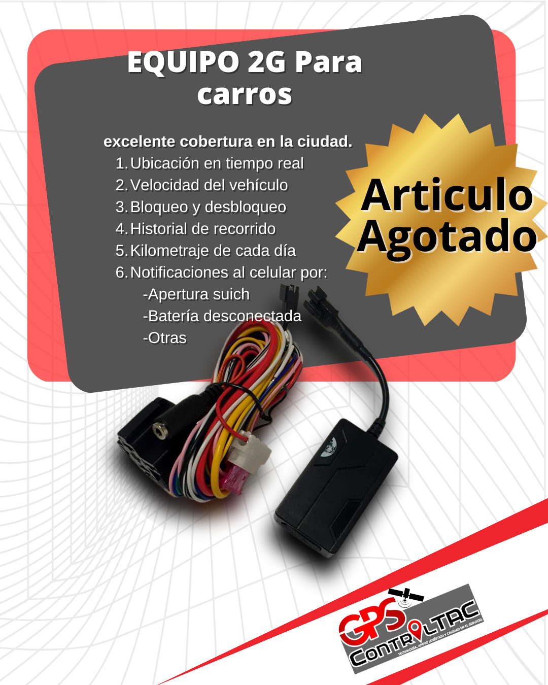 GPS 4G de rastreo en tiempo real para motos y carros. Discreto y fácil de ocultar, este GPS de tamaño medio garantiza la seguridad de tu vehículo. Su diseño en color negro se camufla perfectamente. Obtén tranquilidad y control total sobre la ubicación de tu vehículo con nuestro GPS de rastreo 42. ¡Protege tu inversión hoy mismo