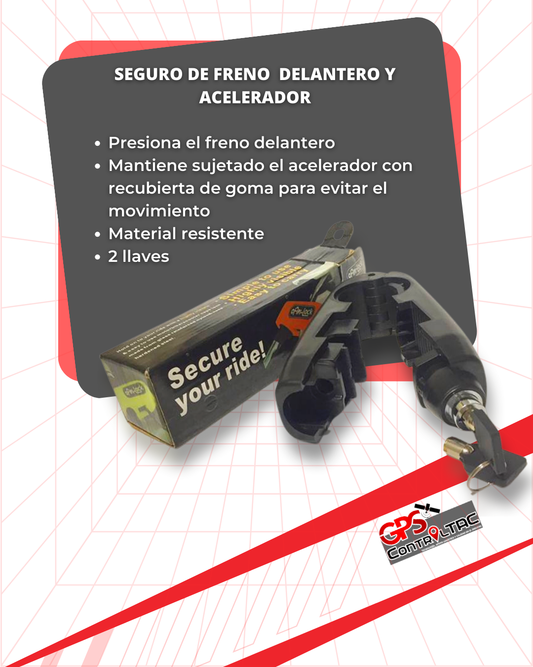 Candado de acelerador de moto y presión de freno delantero