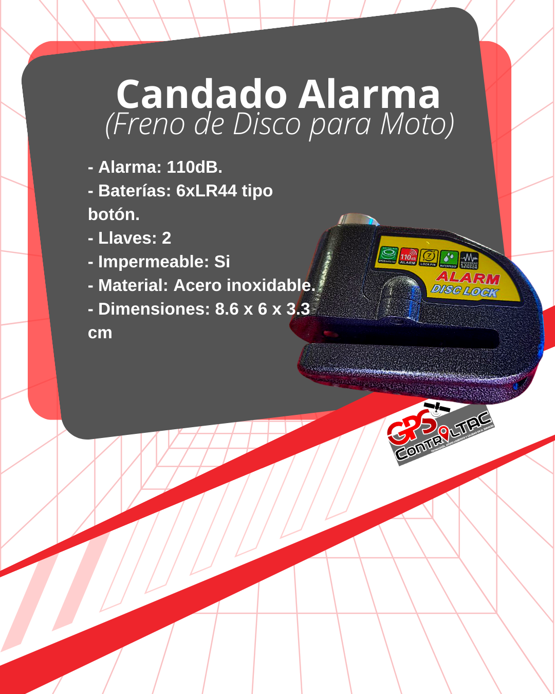 Candado de disco con sonido de alerta