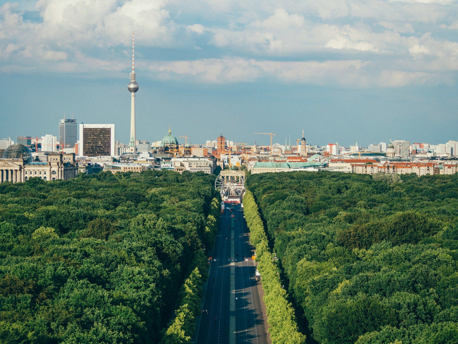Berlin park and city skyline