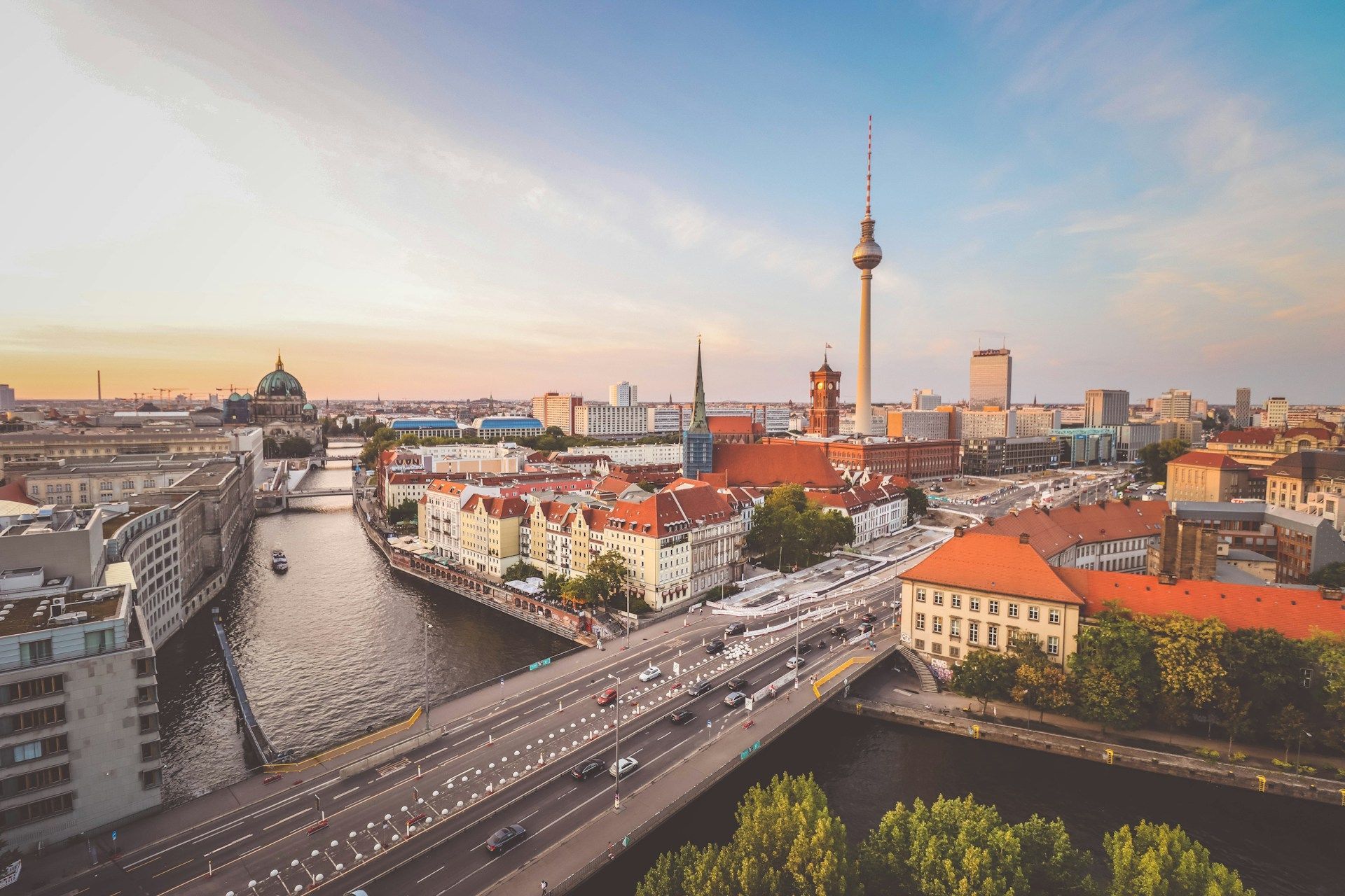 Berlin waterfront and bridge