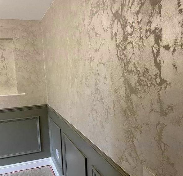 Rose gold and textured venetian plastering
