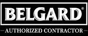 The belgard logo is a white logo on a black background.