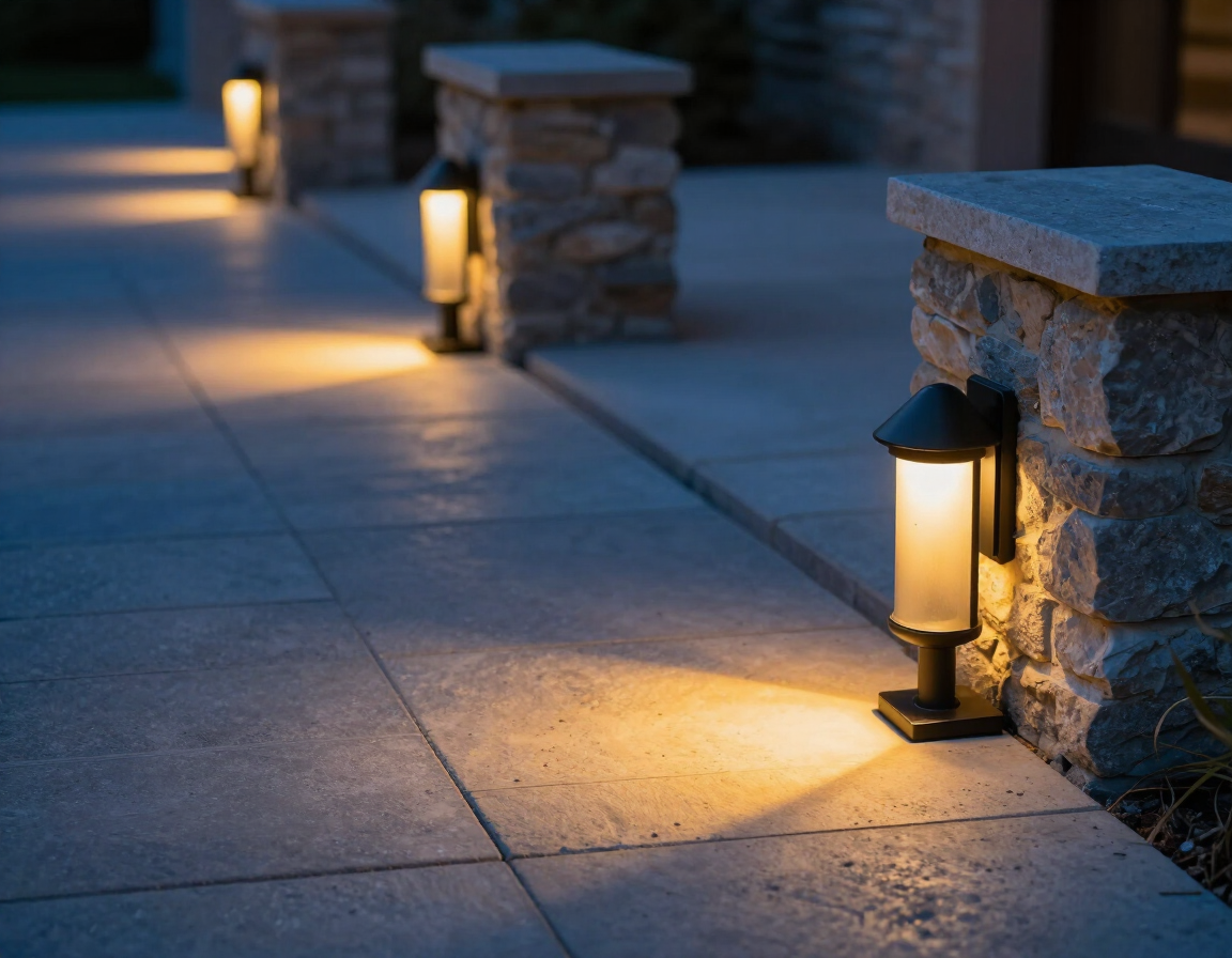 Lit pathway and patio lighting