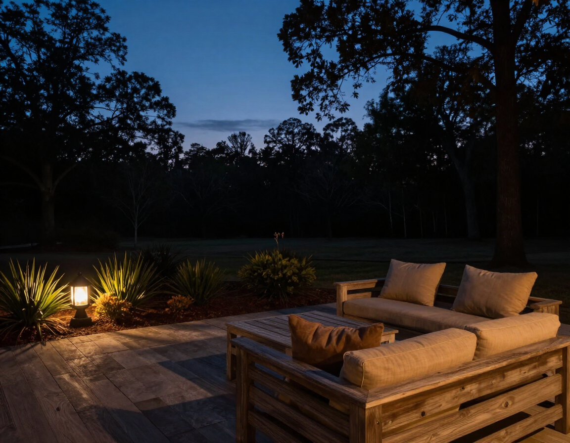 Outdoor patio and landscape lighting installation near Weddington, NC