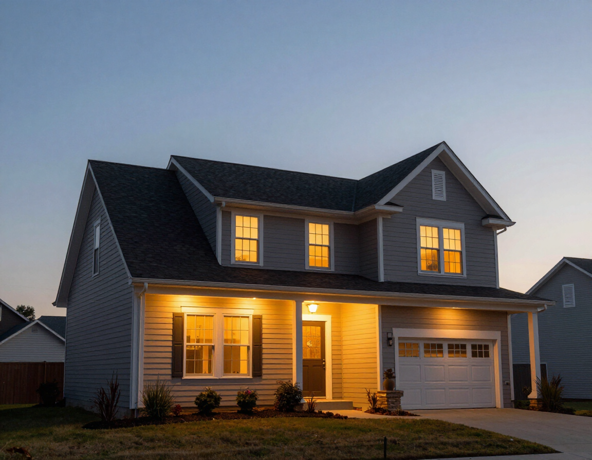 Permanent architectural lighting on a Weddington-area home