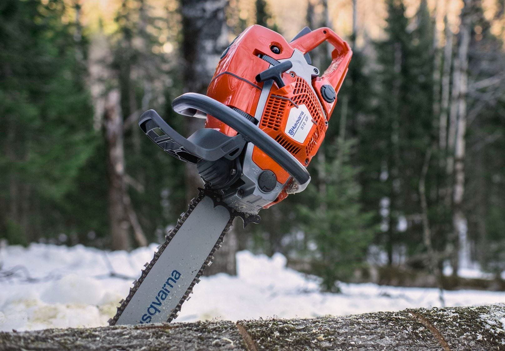Husqvarna 500 series chainsaw at woodcutting site