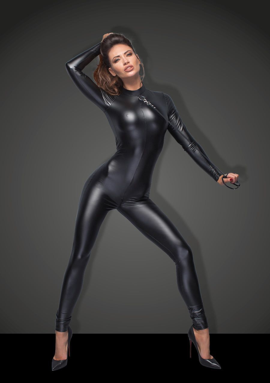 A Woman is Wearing a Black Leather Jumpsuit and High Heels — MINXxx Sensual Erotic Boutique in Newcastle, NSW