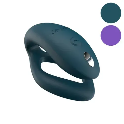 A blue ring with two purple circles around it