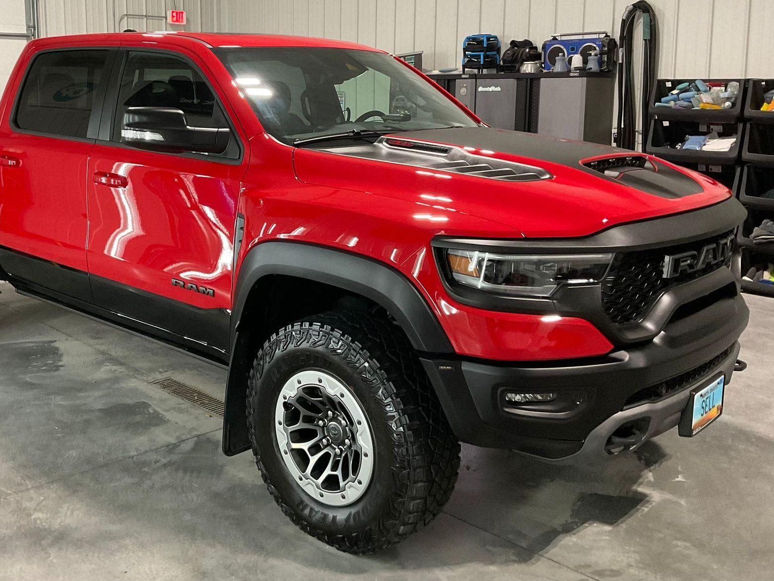 A detailed Ram truck inside the X-Treme Detailing shop in Fargo, North Dakota